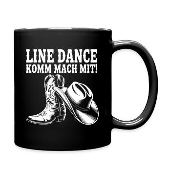 Line Dance Komm mach mit! Cowboyhut Westernstiefel - Tasse einfarbig - Schwarz - Rechts
