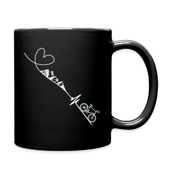 Fahrrad Berge Heartbeat - Tasse einfarbig - Schwarz - Rechts