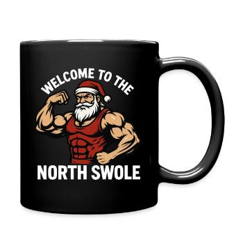 Welcome to the North Swole Funny Christmas Workout - Full Colour Mug - black - Right