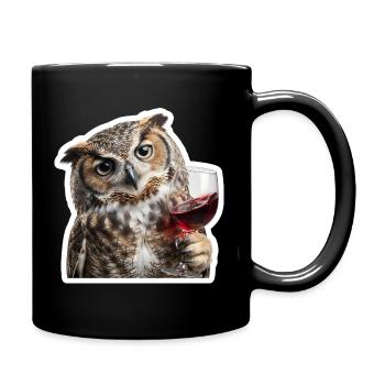 Chouette sage lors de la soirée vins douillette - Mug uni - noir - Droite