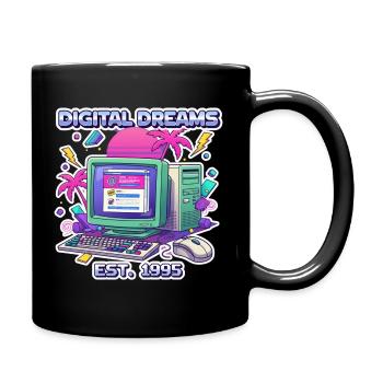 Digital Dreams 1995 – Vintage PC Design - Full Colour Mug - black - Right