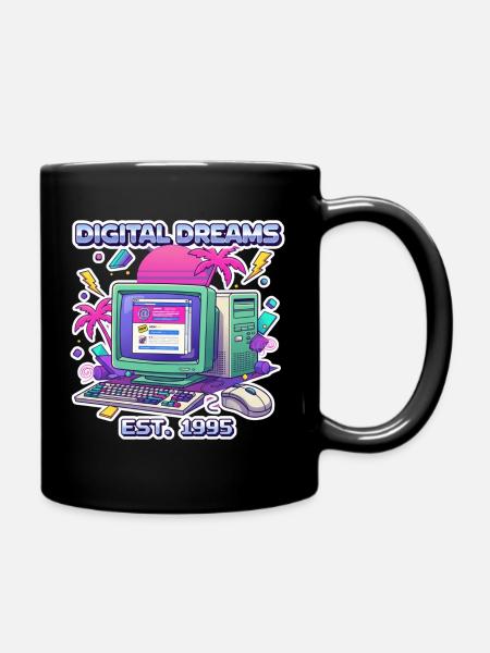 Digital Dreams 1995 – Vintage PC Design - Tasse einfarbig - Schwarz