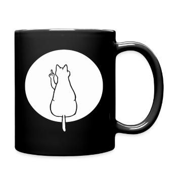 Katze Katzen Cat Kätzchen Mieze Mittelfinger - Tasse einfarbig - Schwarz - Rechts