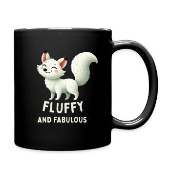 Flauschiger Weißer Fuchs - Tasse einfarbig - Schwarz - Rechts
