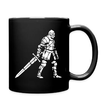 Ritter Rüstung Detailliert Mittelalter grunge - Tasse einfarbig - Schwarz - Rechts