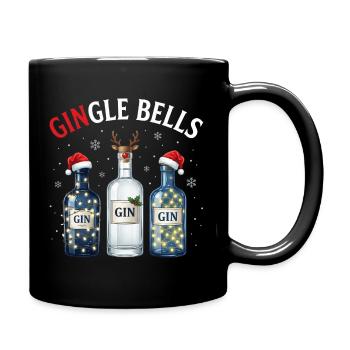 Gingle Bells Funny Christmas Gin Bottles Pun - Full Colour Mug - black - Right