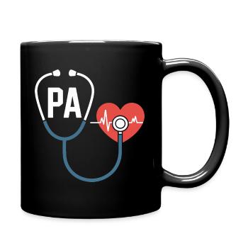 Papa Arzt Herz Stethoskop - Tasse einfarbig - Schwarz - Rechts