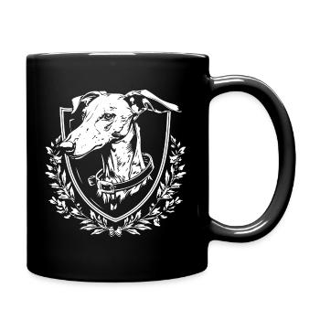 Dog emblem with laurel - Full Colour Mug - black - Right