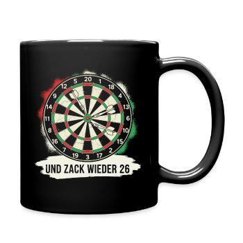 Dart Zack wieder 26 Darts Spruch Lustig Geschenk - Tasse einfarbig - Schwarz - Rechts
