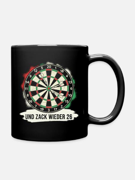 Dart Zack wieder 26 Darts Spruch Lustig Geschenk - Tasse einfarbig - Schwarz