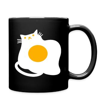 Funny Cat as Fried Egg Cooking Chef - Full Colour Mug - black - Right