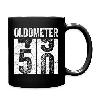 Oldometer 50 – Lustiges 50. Geburtstag  - Tasse einfarbig - Schwarz - Rechts