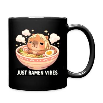 Capybara with ramen vibes - Full Colour Mug - black - Right
