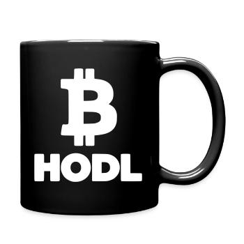 Bitcoin HODL Logo Schriftzug Krypto - Tasse einfarbig - Schwarz - Rechts