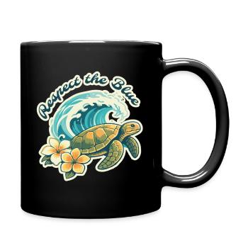 Save the Blue – Rettet die Meere - Tasse einfarbig - Schwarz - Rechts
