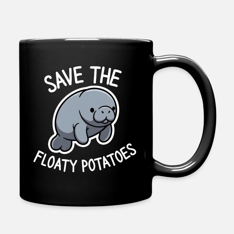 Mignonne lamantin Sauve les Patates Flottantes - Mug uni - noir