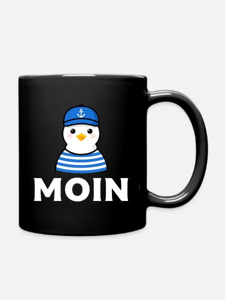 Moin Möwe im Sailor-Stil - Tasse einfarbig - Schwarz