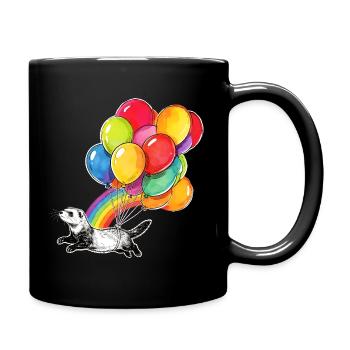 Ferret Balloons and Rainbow - Full Colour Mug - black - Right