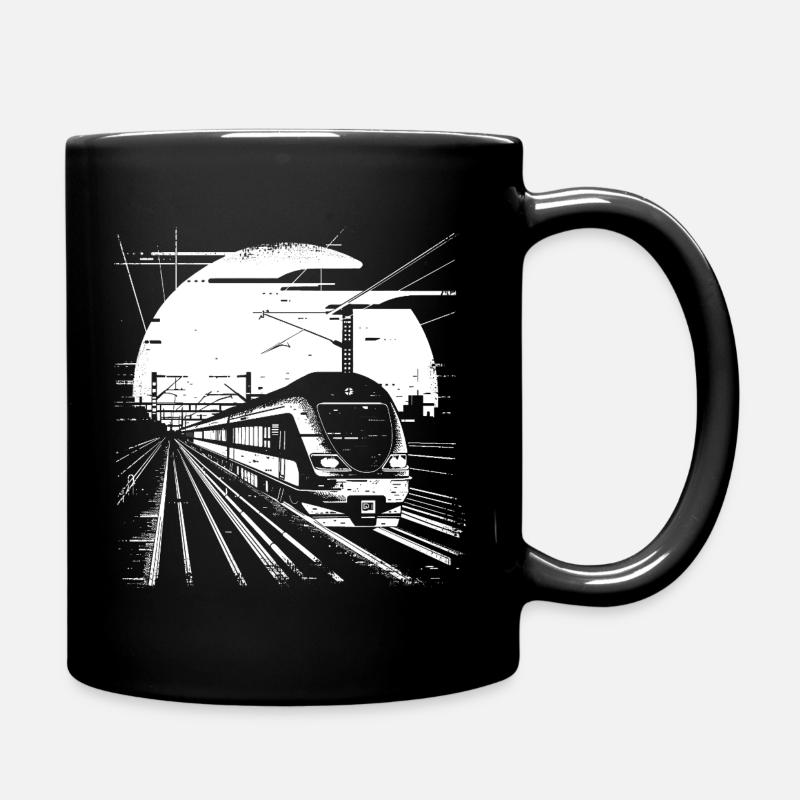 Eisenbahn Zeichnung - Tasse einfarbig - Schwarz