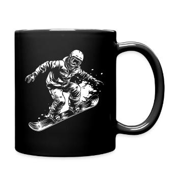 Snowboarder Zeichnung - Tasse einfarbig - Schwarz - Rechts