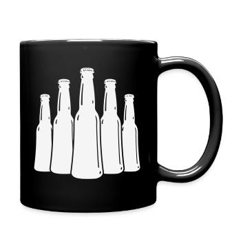 Bierflaschen Silhouette - Tasse einfarbig - Schwarz - Rechts