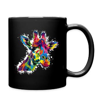 Farbige Giraffe Popart - Tasse einfarbig - Schwarz - Rechts