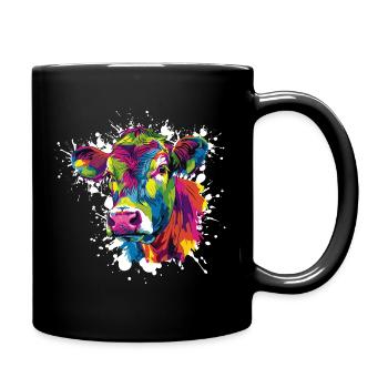 Cow Pop Art Color Explosion - Full Colour Mug - black - Right