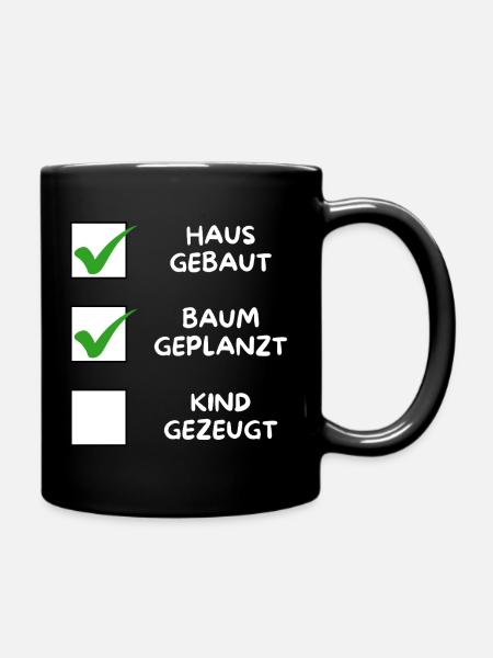 Maison construite, arbre planté (enfant conçu) blanc - Mug uni - noir