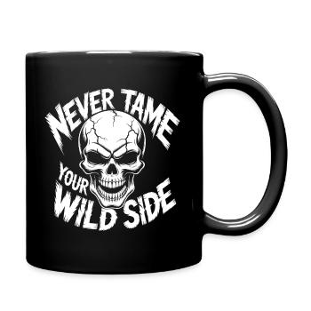 Never Tame Your Wild Side Skull – Gothic Design - Full Colour Mug - black - Right