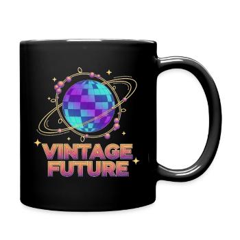 Retro-futuristischer Vintage-Future Pixel Planet - Tasse einfarbig - Schwarz - Rechts