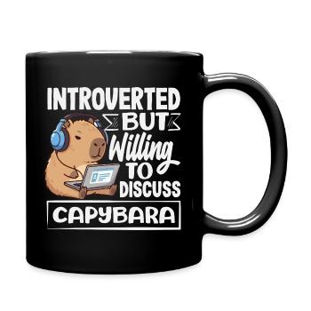 Introverted but keen to discuss Capybara - Full Colour Mug - black - Right