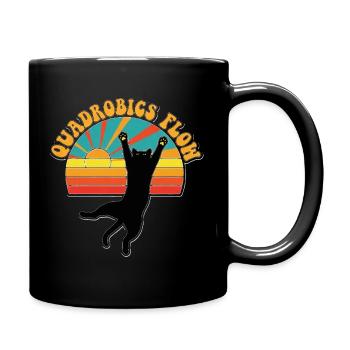 Retro Quadrobics Flow Black Cat 70s Sunset - Full Colour Mug - black - Right