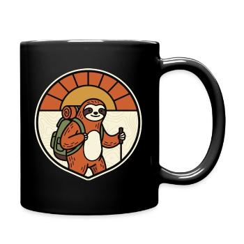 Faultier Wandern Retro Badge Motiv - Tasse einfarbig - Schwarz - Rechts