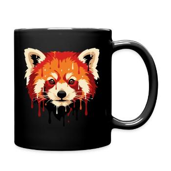 Roter Pander Kopf Art Portrait - Tasse einfarbig - Schwarz - Rechts