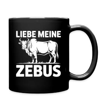 Liebe Meine Zebus - Tasse einfarbig - Schwarz - Rechts