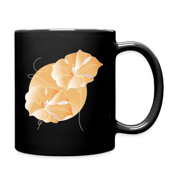 Blüten Line Art Blumen Illustration - Tasse einfarbig - Schwarz - Rechts