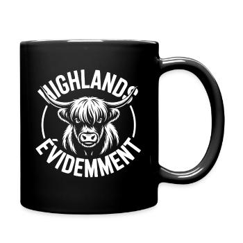 Highland-Kuh-Logo - Tasse einfarbig - Schwarz - Rechts
