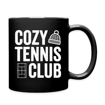 Cozy Tennis Club, stylisches Tennis Polo  - Tasse einfarbig - Schwarz - Rechts