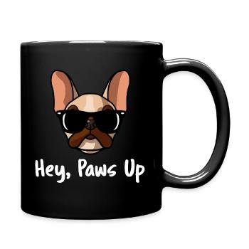 Cool French Bulldog Hey Paws Up Sunglasses Art - Full Colour Mug - black - Right