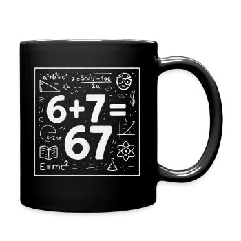 Six Seven 67 Meme 6+7=67 Italian Brainrot Humor - Full Colour Mug - black - Right