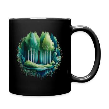 Wald Langbaum Naturmalerei-Druck - Tasse einfarbig - Schwarz - Rechts