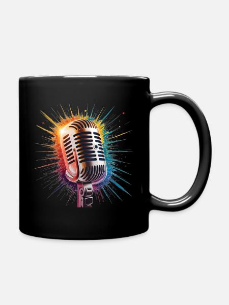 Microphone Art Print - Full Colour Mug - black