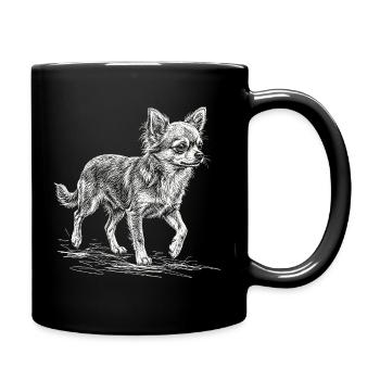 Chihuahua Sketch – Minimalistisches Design - Tasse einfarbig - Schwarz - Rechts