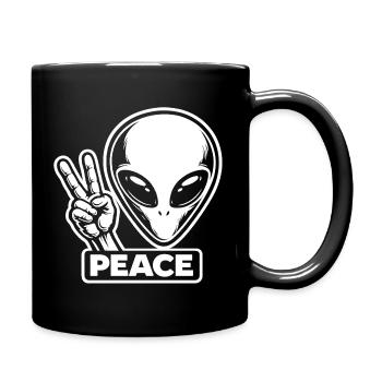 Außerirdischer Alien Peace Frieden auf Erden - Tasse einfarbig - Schwarz - Rechts