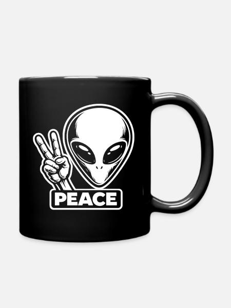 Alien Peace Peace on Earth - Full Colour Mug - black