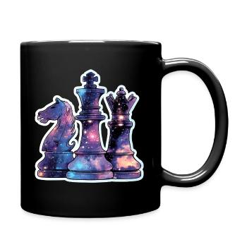 Schachfiguren im Weltraum – Galaxie Nebe - Tasse einfarbig - Schwarz - Rechts