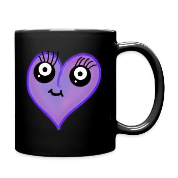 Kawaii Herz Herzen Valentin Liebe - Tasse einfarbig - Schwarz - Rechts