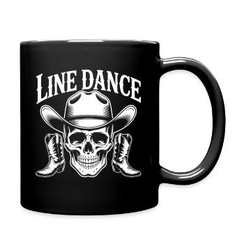 Line Dance Skull with Cowboy Hat - Full Colour Mug - black - Right