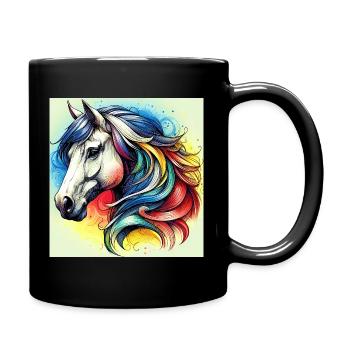 Pferd - Tasse einfarbig - Schwarz - Rechts