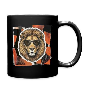 wild lion - Full Colour Mug - black - Right